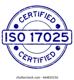 Grunge blue ISO 17025 certified rubber stamp svg