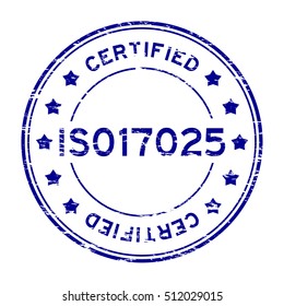 Grunge blue ISO 17025 certified round rubber stamp svg