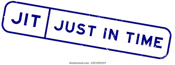 Grunge blue JIT just in time word square rubber seal stamp on white background