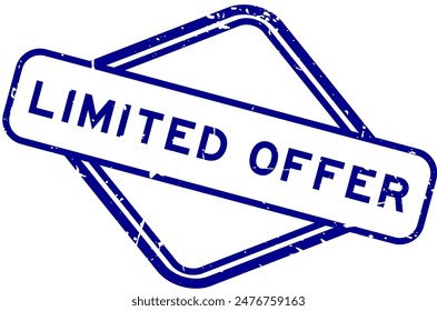 Grunge blue limited offer word rubber seal stamp on white background