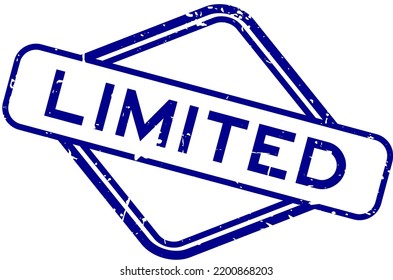 Grunge blue limited word rubber square seal stamp on white background