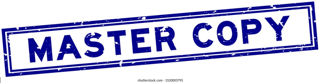 Grunge blue master copy word rubber seal stamp on white background