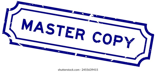Grunge blue master copy word rubber seal stamp on white background