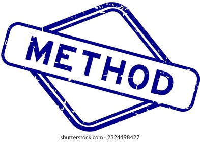 Grunge blue method word rubber seal stamp on white background