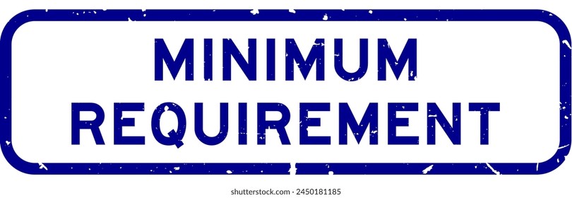 Grunge Blau Mindestanforderung Wort quadratische Gummidichtung Stempel auf weißem Hintergrund