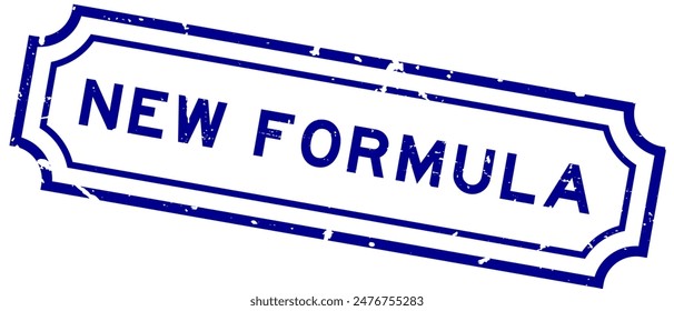 Grunge blue new formula word rubber seal stamp on white background