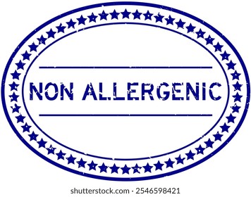 Grunge blue non allergenic word oval rubber seal stamp on white background