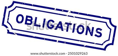 Grunge blue obligations word square rubber stamp on white background 