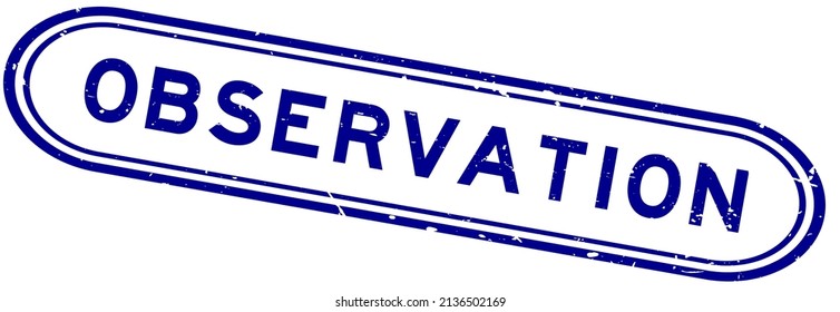 Grunge blue observation word rubber seal stamp on white background