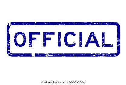 Grunge blue official square rubber seal stamp on white background