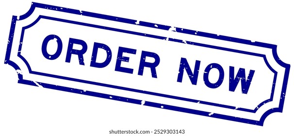 Grunge blue order now word square rubber stamp on white background 