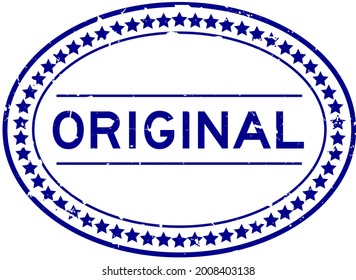 Grunge blue original word oval rubber seal stamp on white background
