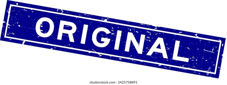 Sello de sello de goma cuadrado de palabra original azul grunge sobre fondo blanco