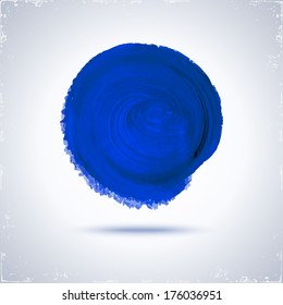 Grunge blue paint circle for design. Abstract background.
