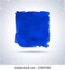 Grunge blue paint square for design. Abstract background.