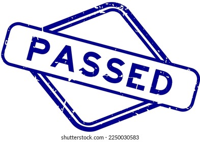 Grunge blue passed word rubber seal stamp on white background