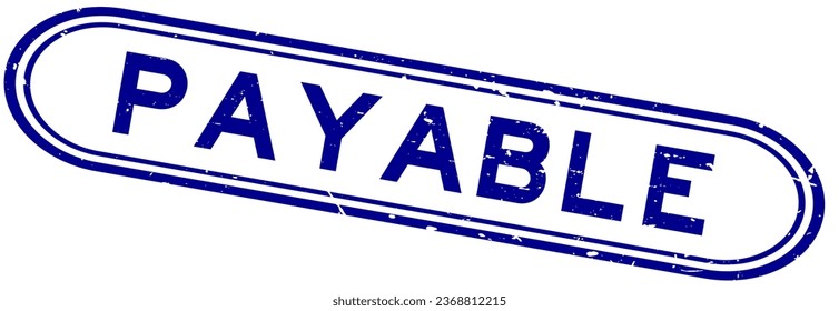 Grunge blue payable word rubber seal stamp on white background