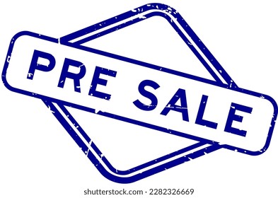 Grunge blue pre sale word rubber seal stamp on white background