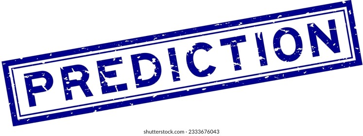 Grunge blue prediction word square rubber seal stamp on white background