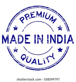 Grunge blue premium quality made in India round rubber stamp