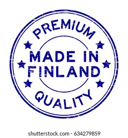 Grunge blue premium quality made in finland round rubber seal stamp