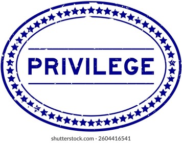 Grunge blue privilege word oval seal stamp on white background