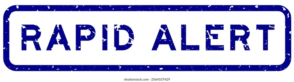 Grunge blue rapid alert word square rubber seal stamp on white background