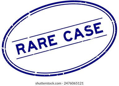 Grunge blue rare case word oval rubber seal stamp on white background