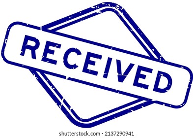 Grunge blue received word rubbber seal stamp on white background
