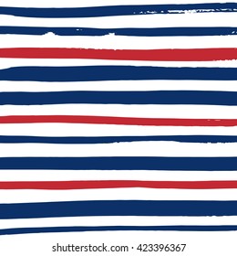 Grunge blue, red and white Vector pattern design. Striped background.