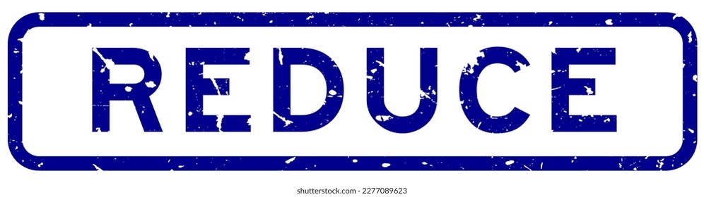 Azul grueso reduce marca de sello de goma cuadrada de palabra sobre fondo blanco
