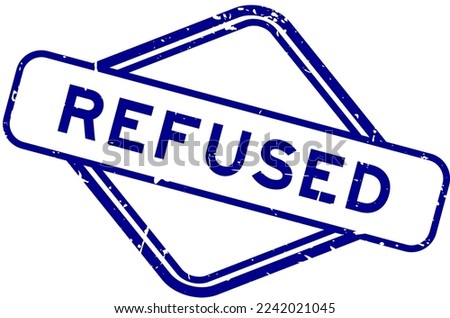 Grunge blue refused word rubber seal stamp on white background