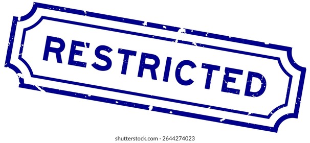 Grunge blue restricted word square rubber stamp on white background 