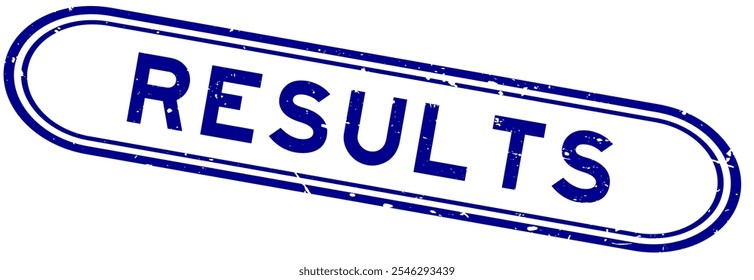 Grunge blue results word rubber seal stamp on white background