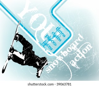 grunge blue retro snowboard vector background