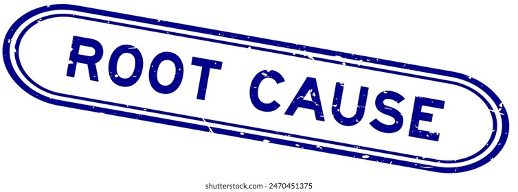 Grunge blue root cause word rubber seal stamp on white background