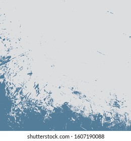 Grunge blue rough dirty background. Overlay aged grainy messy template. Brushed paint cover. Empty aging design element. Distress urban used texture. Renovate wall frame grimy backdrop. EPS10 vector