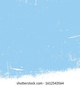 Grunge blue rough dirty background. Overlay aged grainy messy template. Brushed paint cover. Empty aging design element. Distress urban used texture. Renovate wall frame grimy backdrop. EPS10 vector
