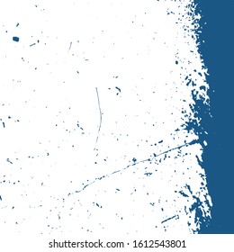 Grunge blue rough dirty background. Overlay aged grainy messy template. Brushed paint cover. Empty aging design element. Distress urban used texture. Renovate wall frame grimy backdrop. EPS10 vector
