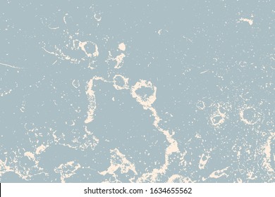Grunge blue rough dirty background. Overlay aged grainy messy template. Brushed paint cover. Empty aging design element. Distress urban used texture. Renovate wall frame grimy backdrop. EPS10 vector