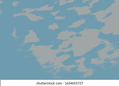 Grunge blue rough dirty background. Overlay aged grainy messy template. Brushed paint cover. Empty aging design element. Distress urban used texture. Renovate wall frame grimy backdrop. EPS10 vector