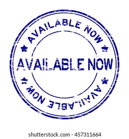 Grunge blue round available now stamp