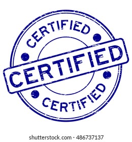 Grunge blue round certified rubber stamp
