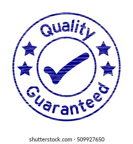 Grunge blue round quality guarantee with right mark rubber stamp