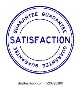 Grunge blue satisfaction guarantee round rubber stamp