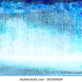 grunge blue scratching interior, vector background 