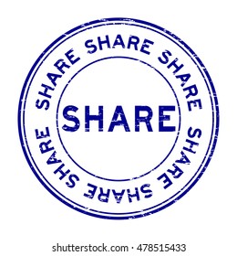 Grunge blue share rubber stamp