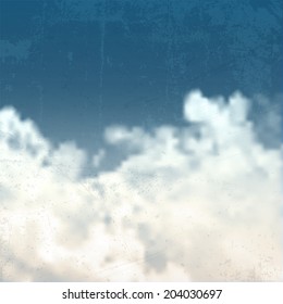 Fondo azul cielo ondulado con nubes