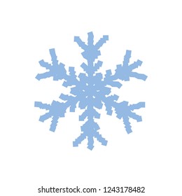 Grunge blue snowflake isolated. Brushed christmas design template. Distress painted star shape. Icon, badge, label, certificate background. Artistic design element. EPS10 vector.