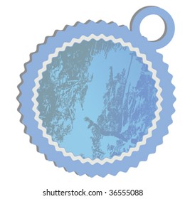 Grunge blue sticker, vector illustration